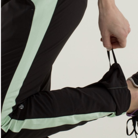 Lululemon Athletica Run Bandit Black and Mint Track Pants - Picture 3 of 14